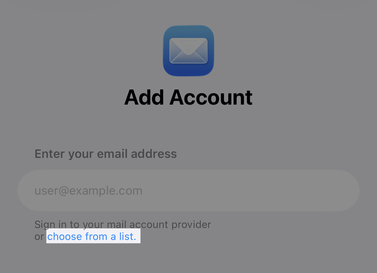 Add Mail Account on iOS