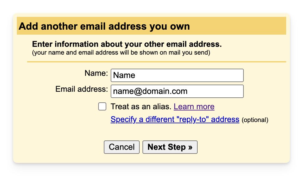 Add another email address to Gmail